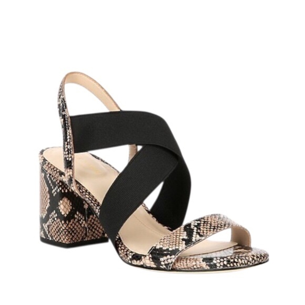 NEW Cole Haan Black Tan Snake print Block Heels Slingback Straps Women’s 7 1/2